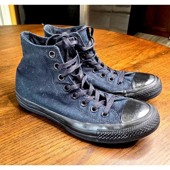 Converse All Star High-Top Black Canvas Sneakers Size 7 Mens / 9 Womens - Picture 1 of 15